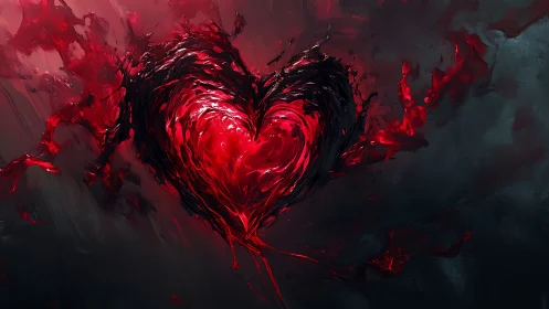 Burning Heart. Fiery Passion Erupts Against Darkness.