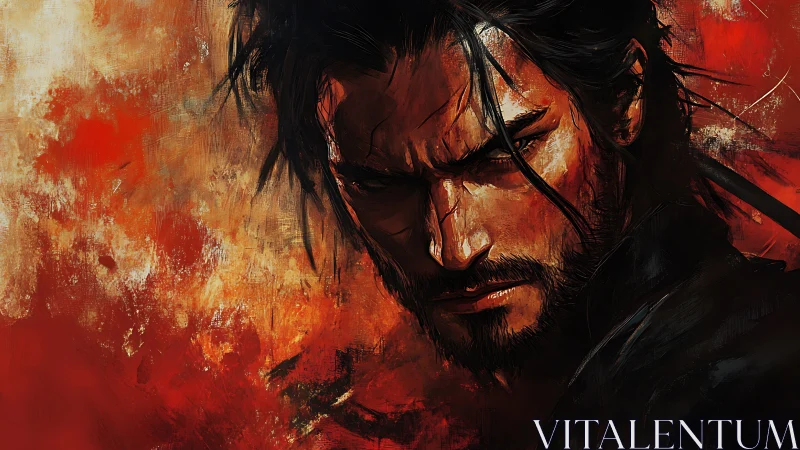 Samurai warrior portrait rendered in dynamic painterly strokes