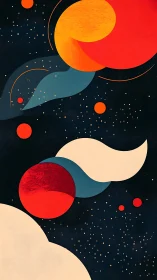 Warm cosmic shapes drift gently through a dreamy night sky