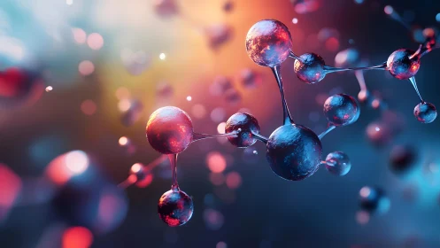 Vibrant Molecular Structure in Abstract Scientific Art Style.