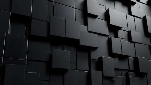 Sleek black cubes stacking into a calm modern rhythm.