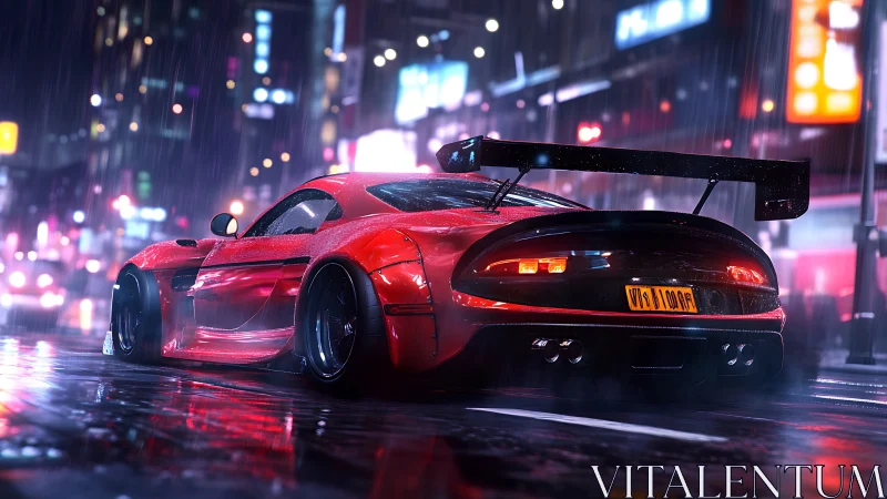 Neon rain sprint: red street racer hunting midnight roads.