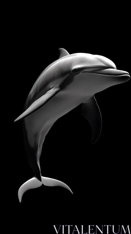 Sleek monochrome dolphin rendered in dramatic studio light.