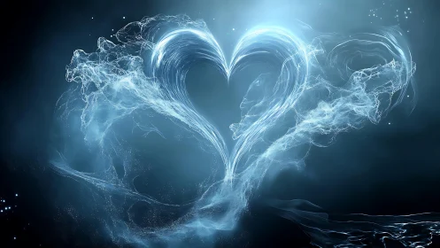 Luminescent Heart Shape in Electric Blue Energy