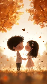 Autumn Hearts: Where Two Souls Bloom in Golden Light.