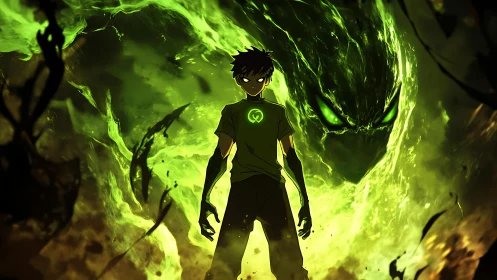Emerald shadows awaken as the boy fuses with his spirit beast