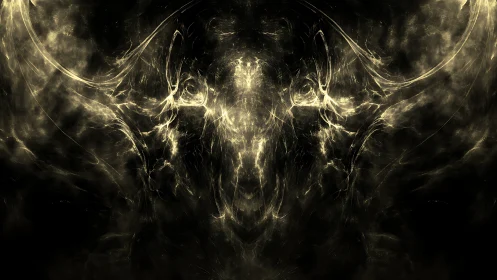 Golden fractal nebula suggests a glowing cosmic apparition