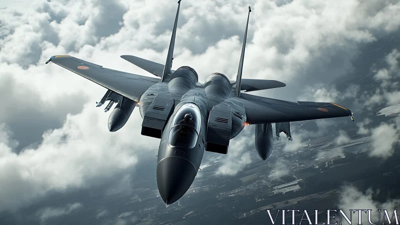 Modern twin‑engine jet aircraft flies above dense cloud layer