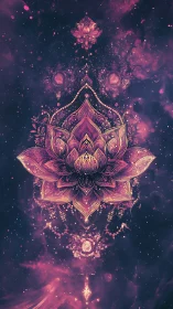 Celestial lotus mandala unfolds in glowing cosmic petals.