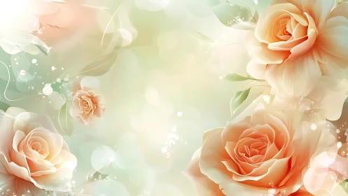 Soft Peachy Roses with Luminous Bokeh Background.