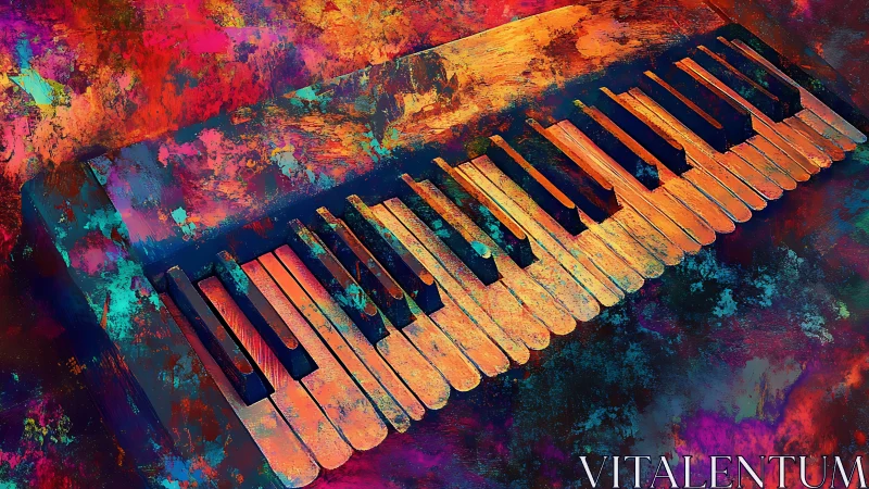 Color drenched piano keyboard in bold abstract texture.