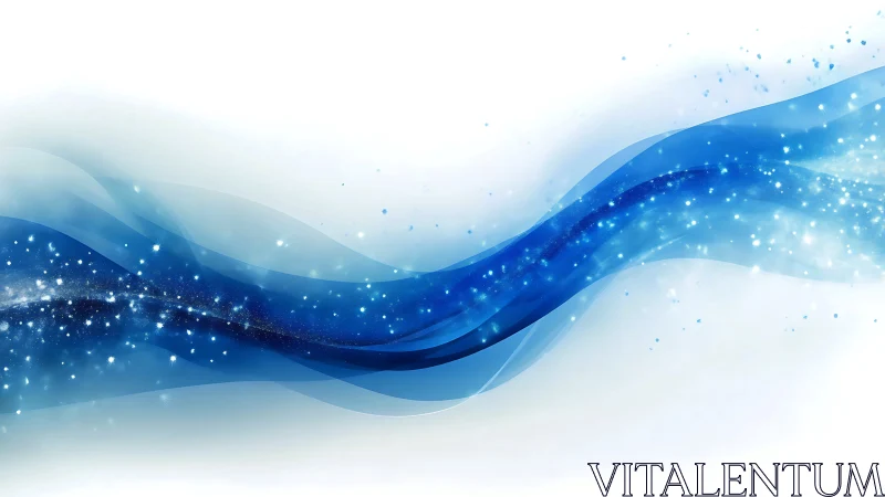 Blue translucent wave band with scattered light particles.