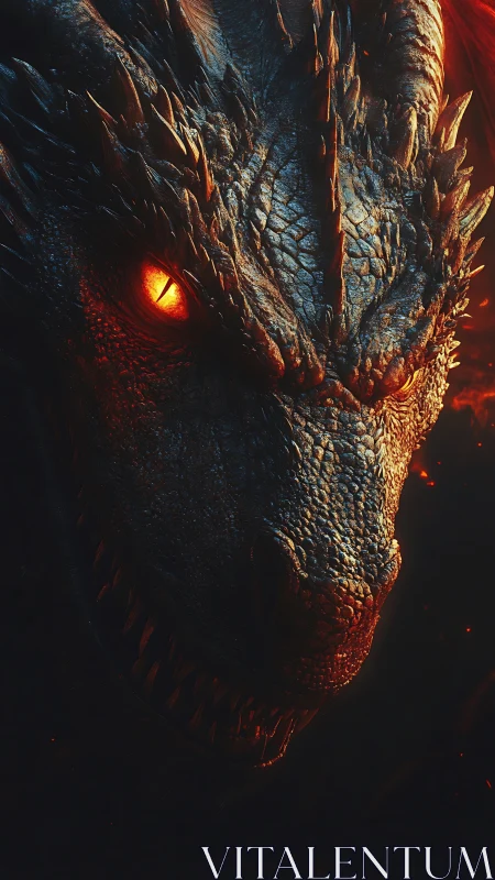 Infernal dragon close-up rendered in molten cinematic light.