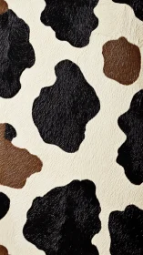 Patchwork cowhide swirls into bold black and caramel constellations.