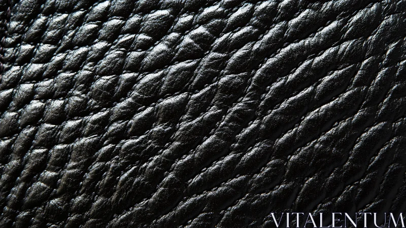 Close-up of black textured leather surface with natural sheen.