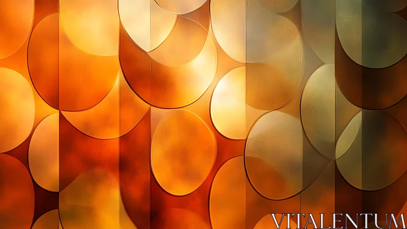 Warm Geometric Abstract Art with Overlapping Circles and Texture.