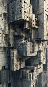 Brutalist megastructure forms dense modular concrete maze.