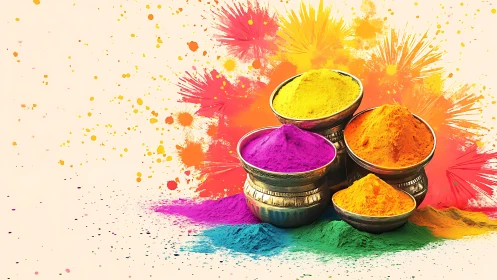 Holi color pyramids explode into jubilant festival fireworks.