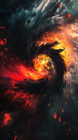 Turbulent fiery vortex with high-contrast plasma and ash dynamics