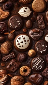 Chocolate cookie assortment swirls in rich melted cocoa.
