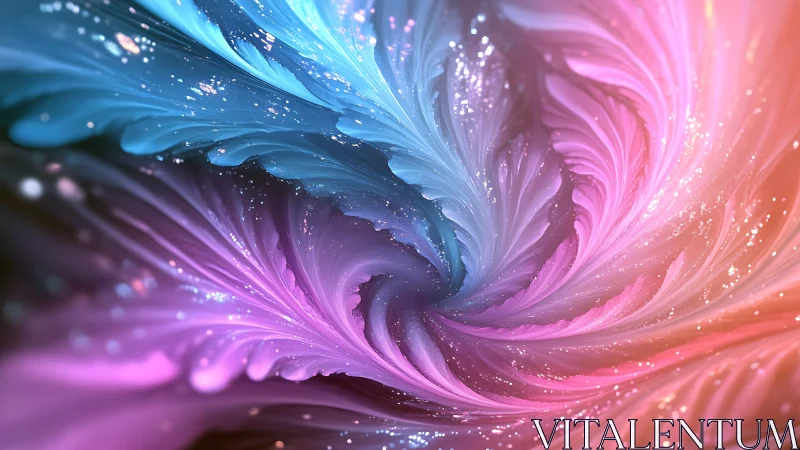 Fractal vortex swirl in iridescent pastel digital painting.