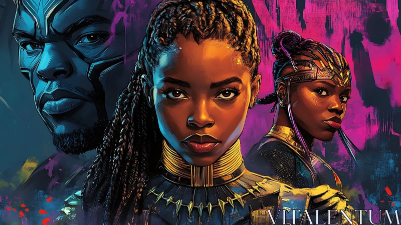 Stylized portrait trio of armored futuristic warriors.