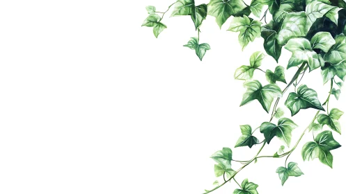 Watercolor-rendered trailing ivy leaves with high-key negative space