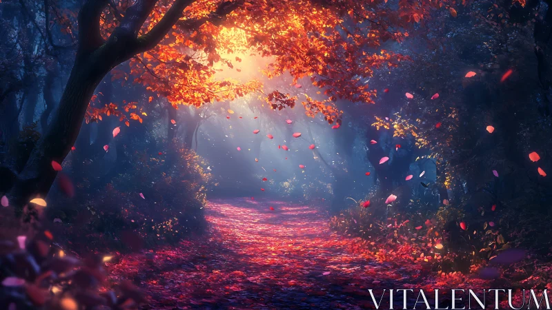 Autumn Forest Tunnel with Glowing Foliage.