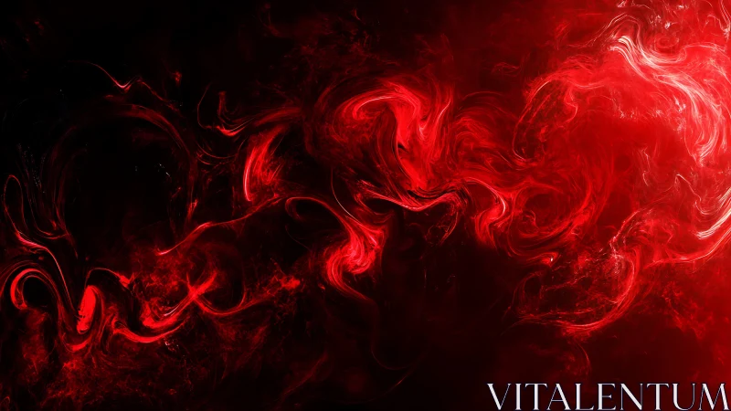 Crimson smoke rivers swirl through shadowed cosmic dark.