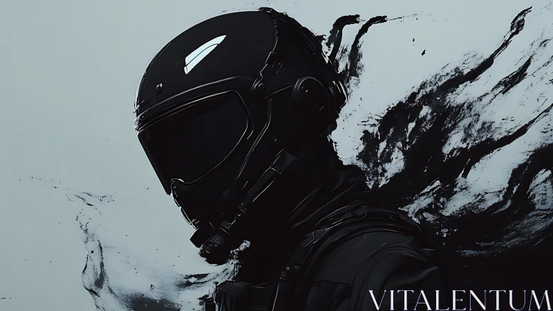 Mysterious space wanderer wrapped in inky cosmic shadows.