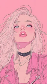 Stylized pink portrait uses low-angle view and flat shading