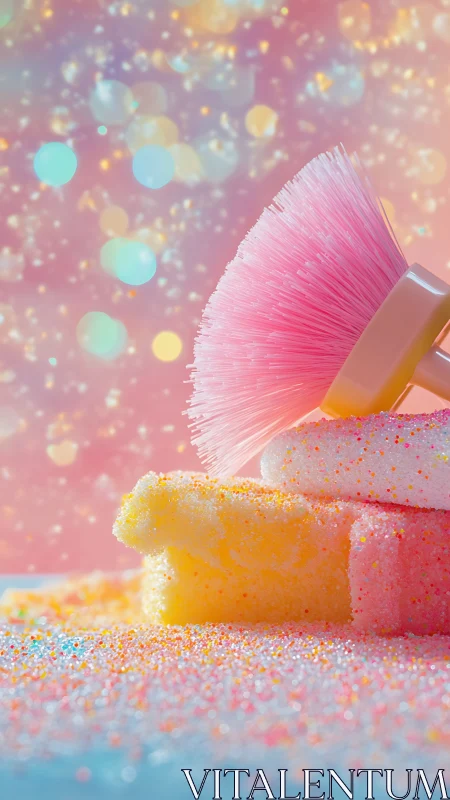Macro analysis of pastel grooming brush with sugared sponges.