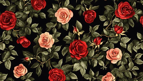 Velvet Roses Dance: A Garden Symphony in Red and Blush.