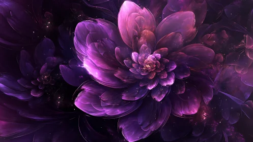Cosmic Bloom in Velvet Twilight Petals Unfurling Softly.