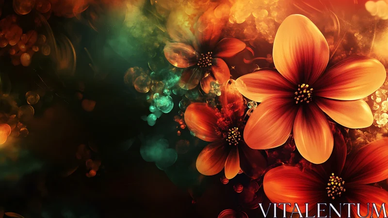 Luminous Dahlia Composition Against Dark Background.