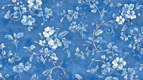 Delft Blue Florals: Monochromatic Ceramic Chinoiserie Pattern Study