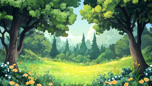 Emerald Meadow Sanctuary: Where Ancient Sentinels Guard Spring's Golden Threshold.