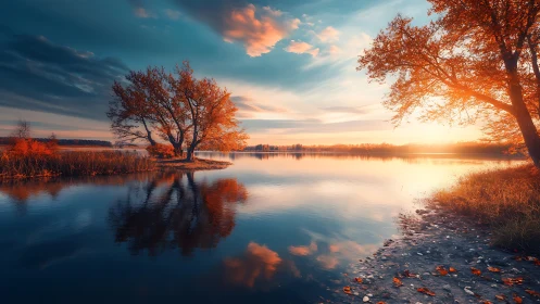 Radiometrically balanced autumn lake at low solar elevation.