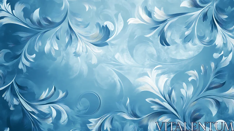 Graceful blue flourishes drift softly across a dreamy sky