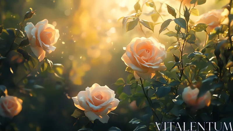 Golden Hour Roses Glowing with Warmth and Natural Light