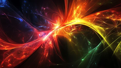 Solar flares collide in a prismatic cosmic ribbon storm.