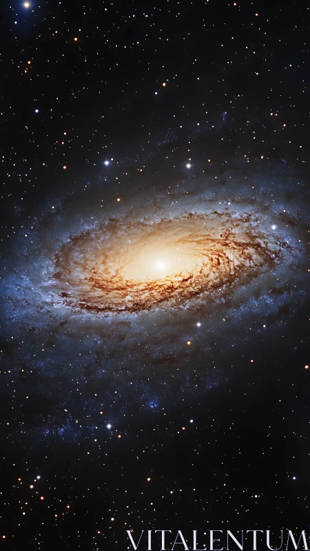 Spiral galaxy core with dense star field in deep space.