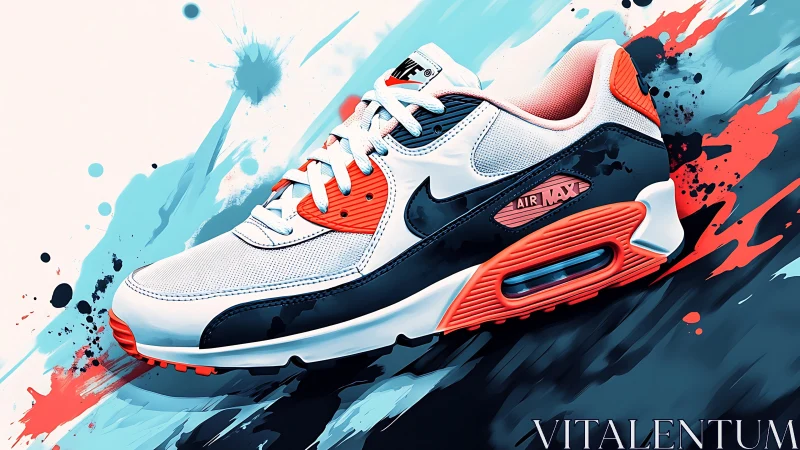 Dynamic sneaker illustration isolates Air unit and mesh detailing