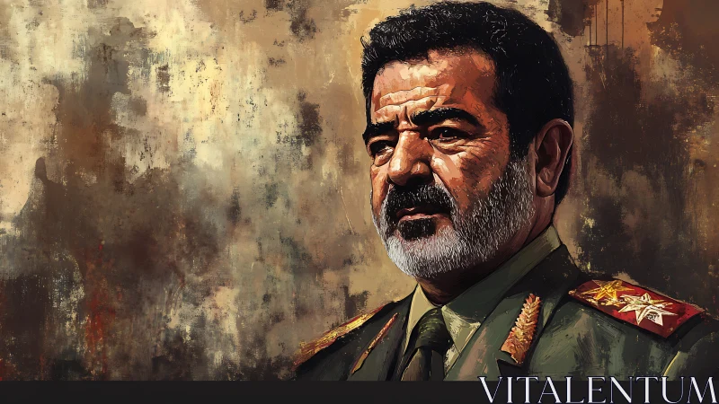 Stoic military officer against distressed textured backdrop.