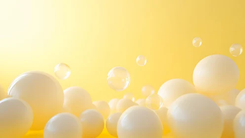 Sunlit cream bubbles drifting through a mellow yellow haze.