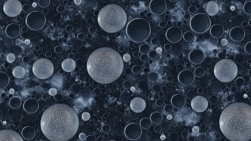 Microscopic metallic bubbles form dense abstract cosmic field