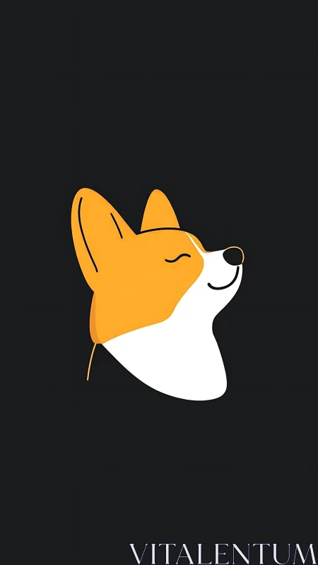 Minimal corgi profile glows peacefully on dark backdrop