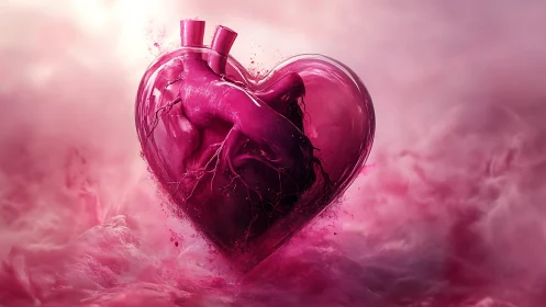 Crystalline Heart Perfume Bottle in Magenta Mist.