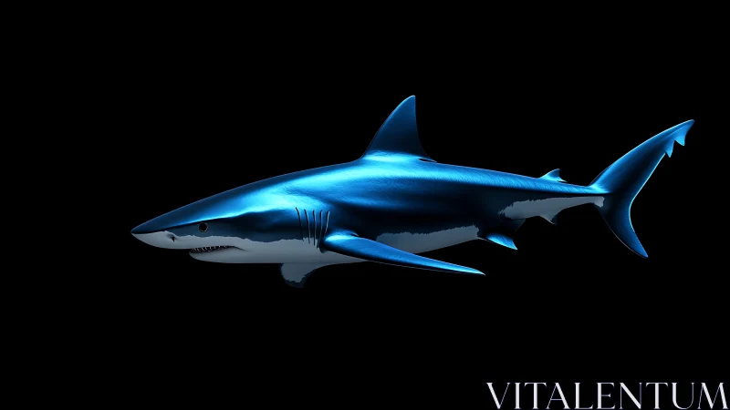 Side profile render of streamlined shark on black background.