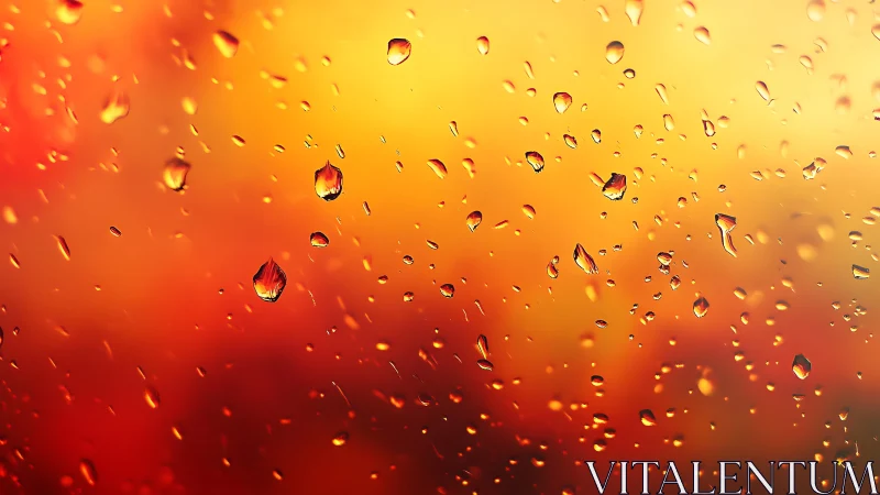 Glowing Raindrops Dance Across Warm Sunset Backdrop